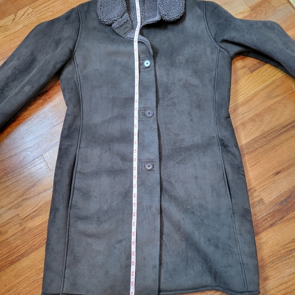 Lands'End Brown Sherpa Coat 3/4 Lenght With Pockets Size S 6-8 - Picture 15 of 16